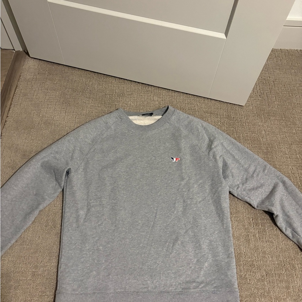 MAISON KITSUNE Light Gray Crewneck Sweater